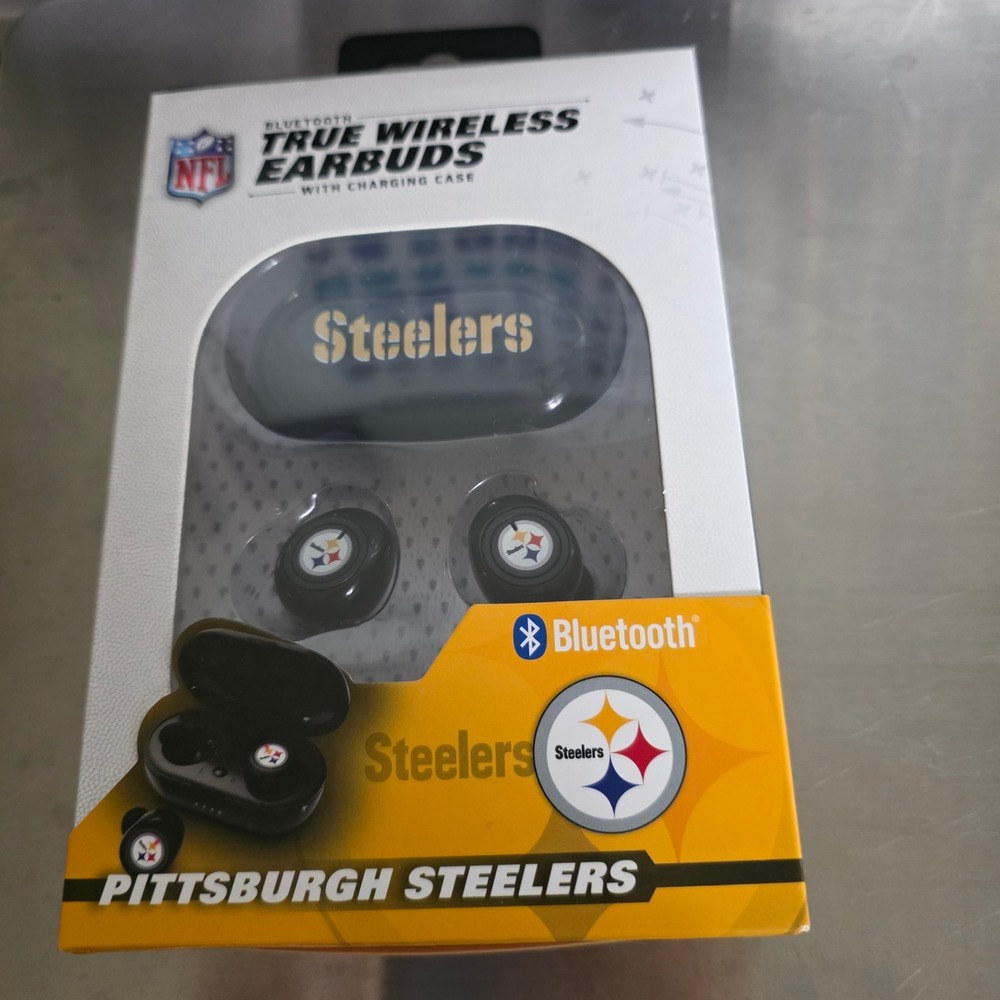 NFL Pittsburgh Steelers True Wireless Earbuds OS Bluetooth 5.0 Black NFL-TWS2